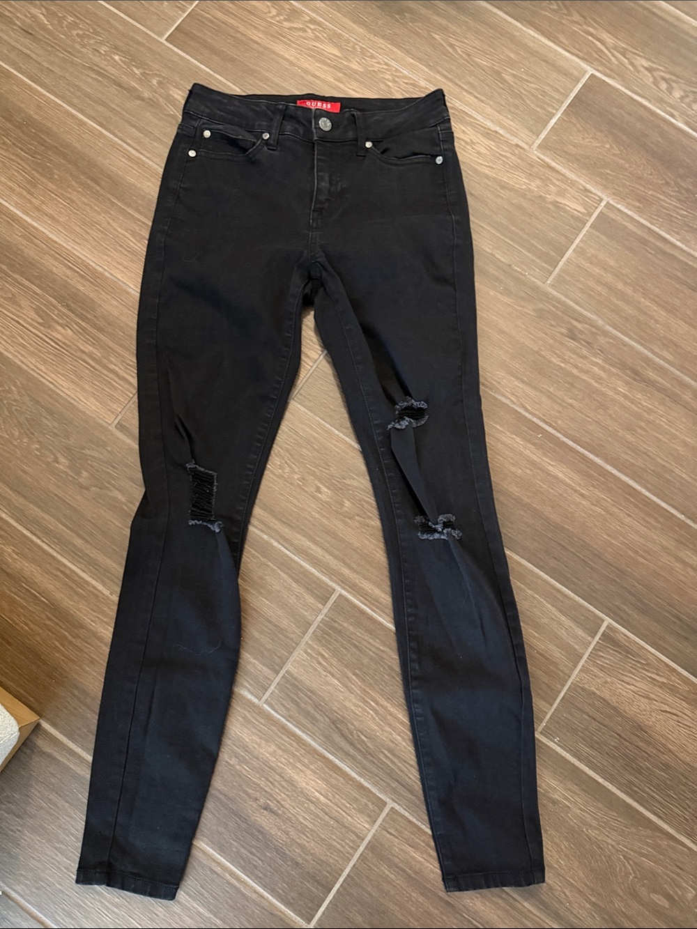 Guess Black Ripped Skinny Jeans